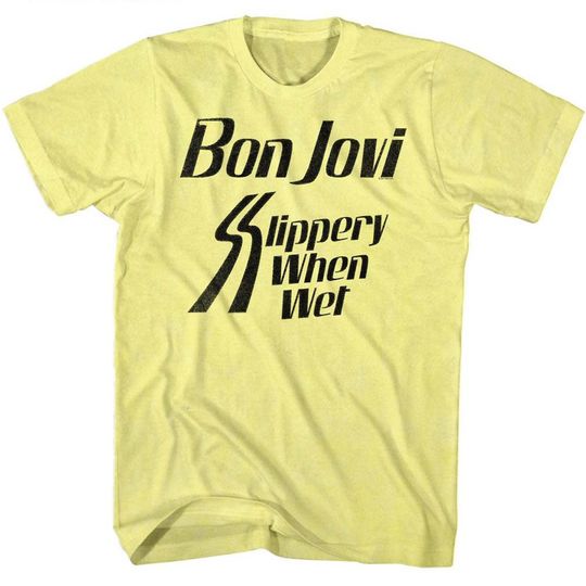 Discover Bon Jovi Slippery When Wet Yellow Heather Adult T-Shirt