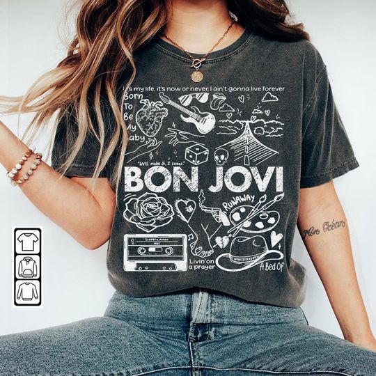 Discover Bon Jovi Doodle Art Shirt, Vintage Bon Jovi Album