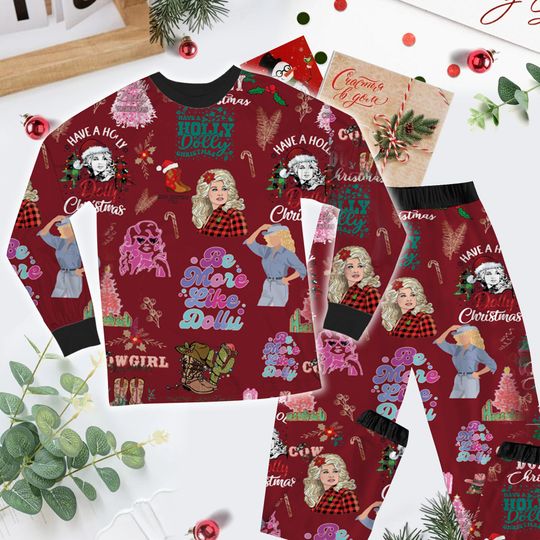 Discover In Dolly We Trust Pajamas Set, Be A Dolly Christmas Pajamas, Queen Of Country Xmas Pajamas