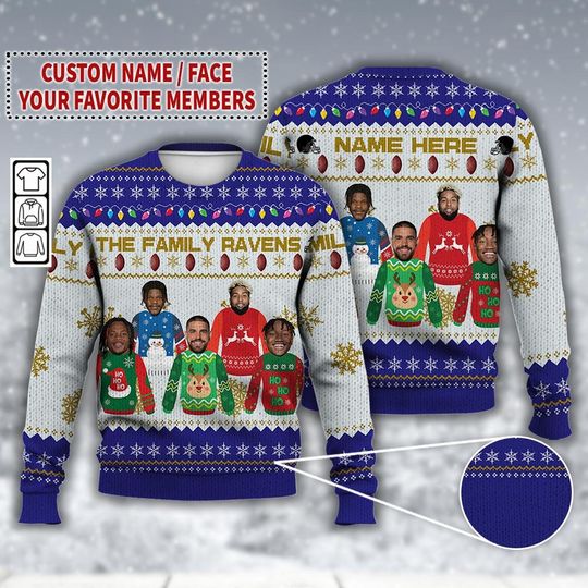 Discover Custom Name Baltimore Football Christmas Ugly Sweater