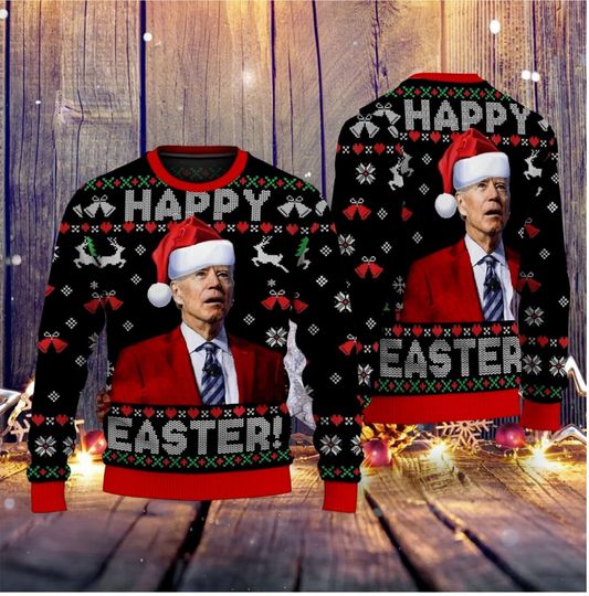 Discover Biden Santa Happy Easter Merry Christmas Premium Sweater 3D