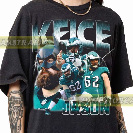 Discover Limited Jason Kelce 90s Vintage Bootleg Style Football T-Shirt, Jason Kelce T-Shirt