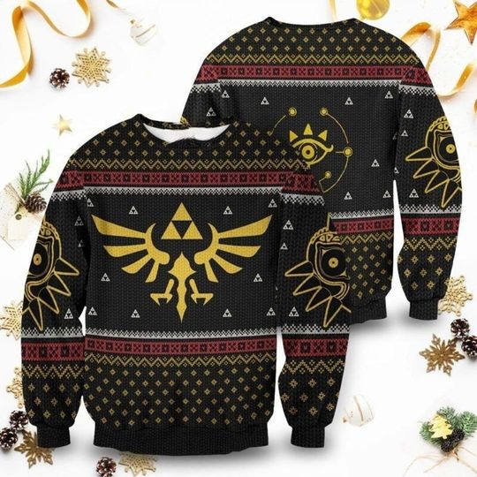 Discover Hylian Shield Inspired Ugly Xmas Shirt, Game Icon Sweater