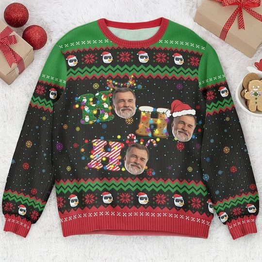 Discover Custom Face Christmas Family Xmas Leds, Personalized Family Photo Ugly Sweater