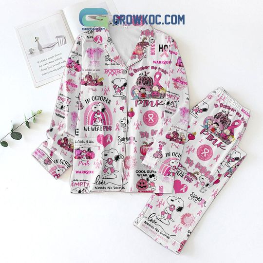 Discover In October We Wear Pink Snoopy Breast Cancer Pajamas Set