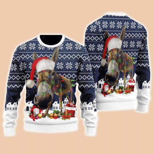 Discover Funny Donkey Christmas Christmas Night Sweater, Ugly Sweater