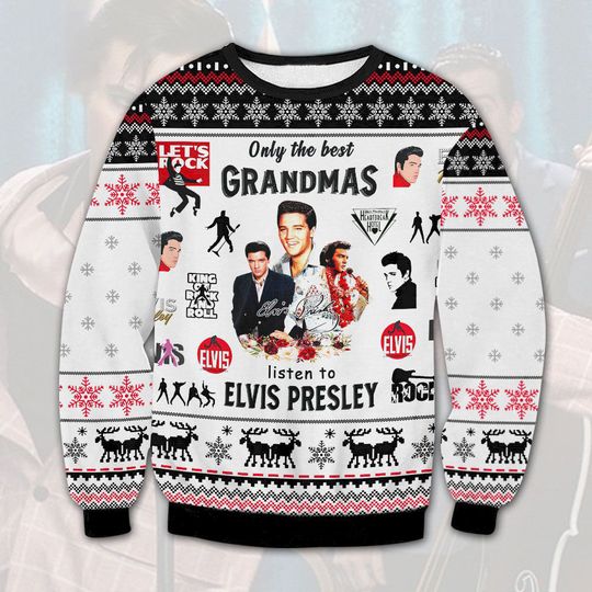 Discover Elvis Presley Ugly Sweater, King Of Rock And Roll Shirt, Merry Xmas Ugly Sweater