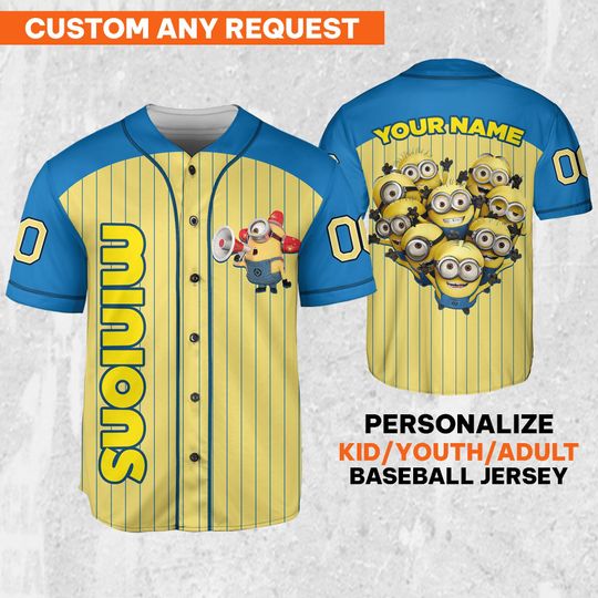 Discover Personalized Minions Yellow Baseball Jersey