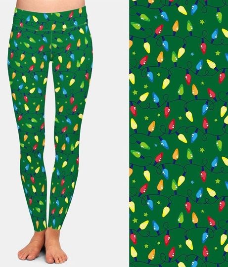 Discover Christmas Lights Printed Leggings