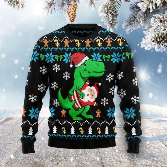 Discover Dinosaur Ugly Christmas Sweater US1949, Knitted Ugly Christmas Sweater