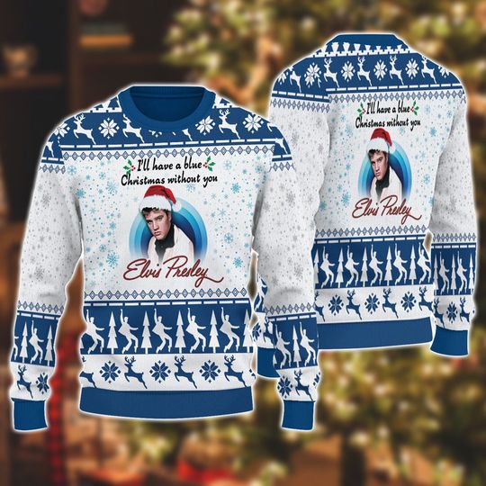Discover Elvis Presley I'll Have A Blue Christmas Ugly Sweater, King Of Rock And Roll Shirt