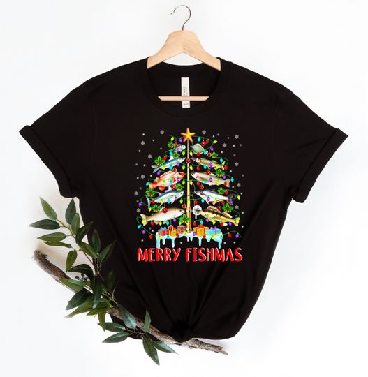 Discover Merry Fishmas Shirt ,Dad Christmas tee, Fisherman Christmas