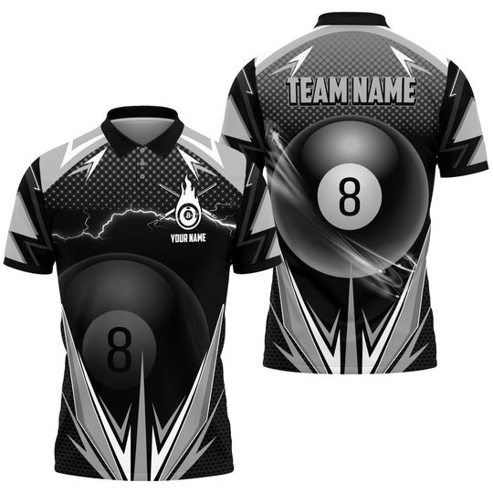 Discover Gray Billiard Personalized Name, Team Name Polo Shirt