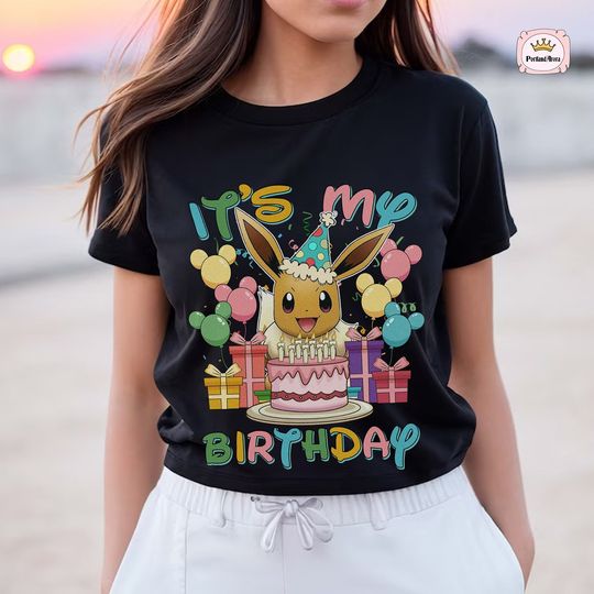 Discover Eevee Birthday Shirt, It's My Birthday Eevee Shirt, Pika Bulbasaur Charmander Squirtle