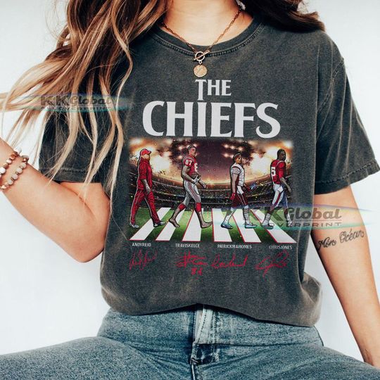 Discover Chiefs Walking Abbey Road Signatures Football Shirt, Unisex T-shirt