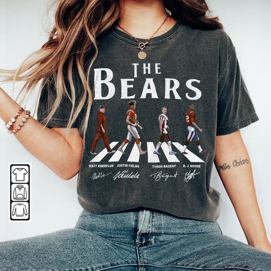 Discover Bears Walking Abbey Road Signatures Football Shirt, Chicago Vintage