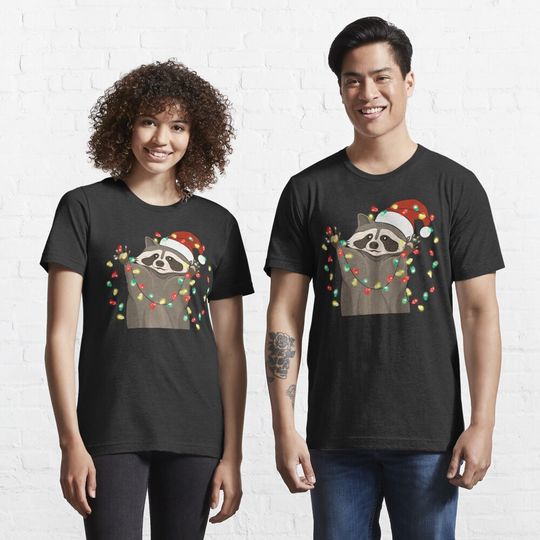 Discover Christmas Raccoon Tree Lights Essential T-Shirt