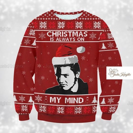 Discover Christmas Elvis Presley Ugly Sweater, King Of Rock And Roll Sweater, Rock And Roll Lovers Sweater