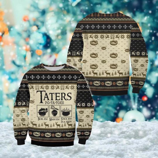 Discover Taters Potatos Boil Them Stick Cooking 3D Print Sweatshirt