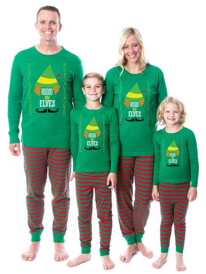 Discover Elf The Movie Film Christmas Elves Tight Fit Family Pajama Set