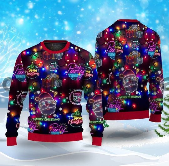 Discover Christmas Bright Neon Lighting Ugly Christmas Sweater, Xmas