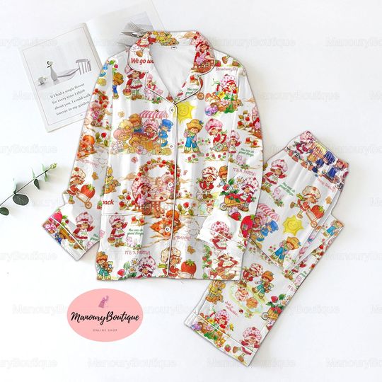 Discover Strawberry Christmas Pajamas, Strawberry Farm Pj Set, Sleepwear Strawberries, Floral Night Pajamas
