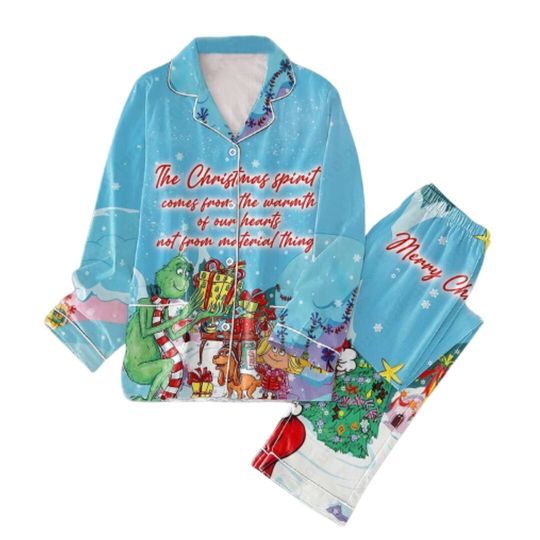 Discover funny character Christmas Spirit Comes From The Warmth Of Our Hearts Pajamas Set