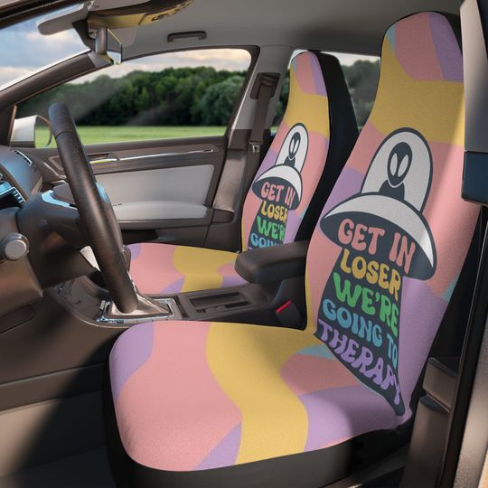 Discover Pastel Swirl Warp Get In Loser We're Going To Therapy Alien  Groovy Vintage Car Seat Covers Set