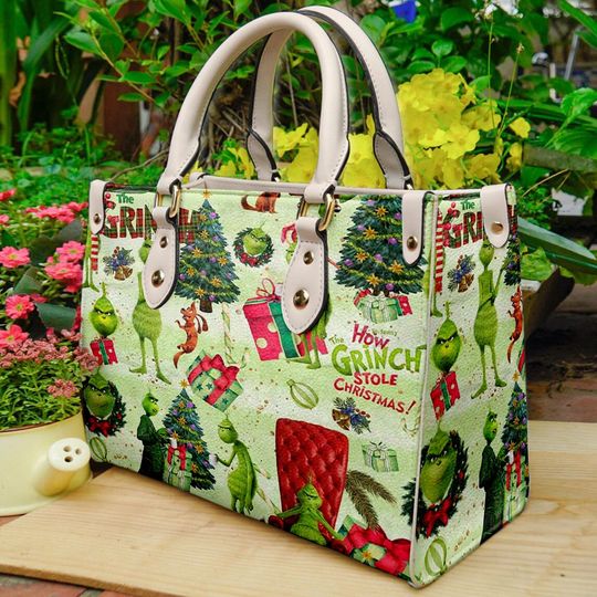 Discover funny character Christmas Leather Bag Handbag, funny character Lover Handbag