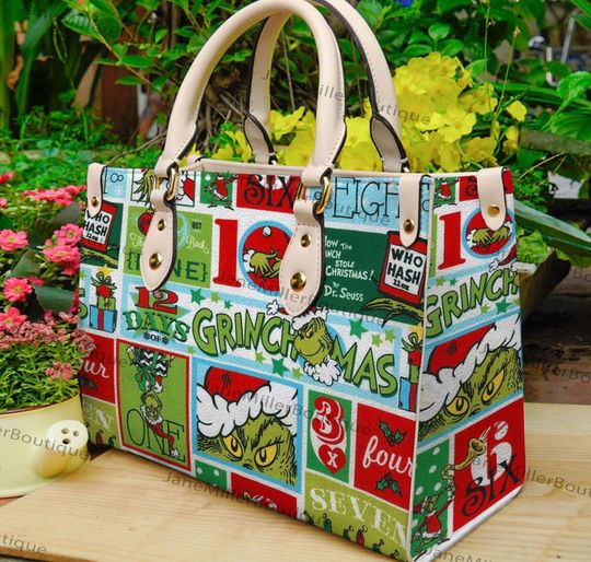 Discover funny character Christmas Leather Bag, funny character Lover Handbag