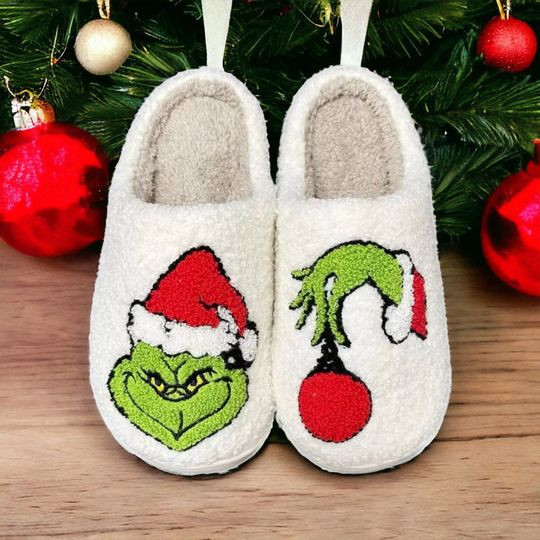 Discover Funny Christmas Grin Slippers