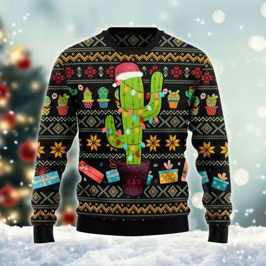 Discover Cactus Wearing Santa Claus Hat Ugly Gift For Christmas