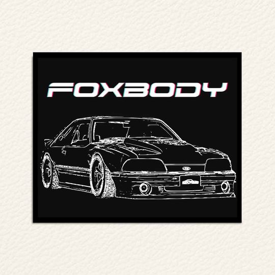 Discover Third Gen Mustang Foxbody Fox Body Custom Line Art Premium Matte Vertical Poster