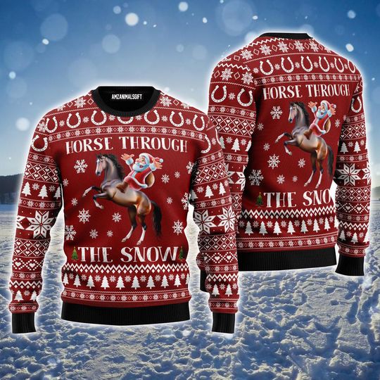Discover Funny Horse Ugly Sweater - Santa Claus Holiday Knitwear