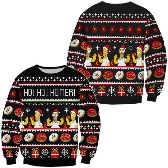 Discover The Simpsons Homer Simpson Ho Ho Homer 2023 Ugly Christmas Sweater