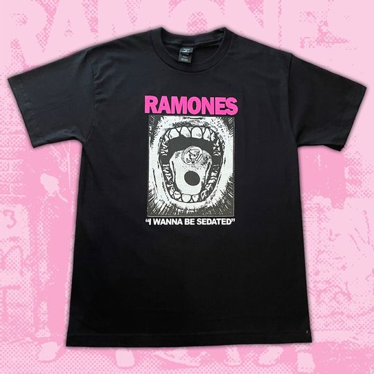Discover Ramones "I Wanna Be Sedated" black punk band tee