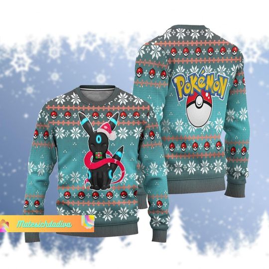 Discover Christmas Gift, PKM Umbreon Ugly Sweater, PKM Umbreon Xmas Sweater
