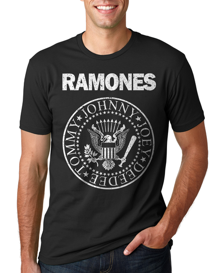 Discover RAMONES Presidential Seal Distressed Logo GRAY/white T-Shirt New S-5XL