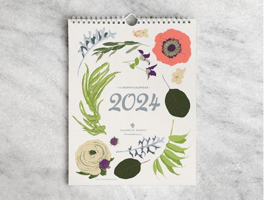 Discover 2024 Illustrated Vertical Wall Calendar - Wildflower Theme