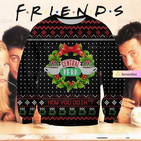 Discover Christmas Friends Ugly Sweater, TV Series Sweater, Friends Central Perk Sweater