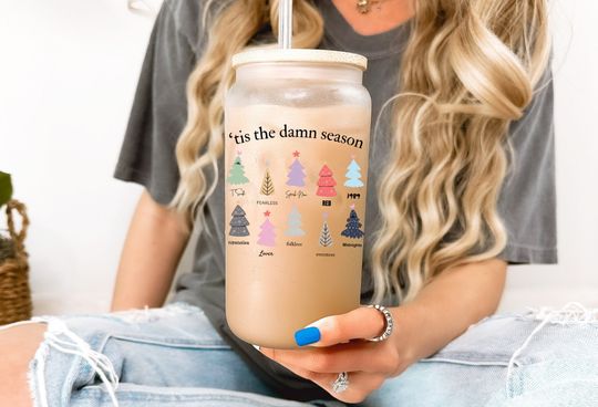 Discover Tis the Damn Season Frosted Glass Tumbler| Music Albums Iced Coffee Cup