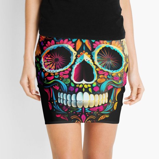 Discover Dia De Los Muertos Mini Skirt