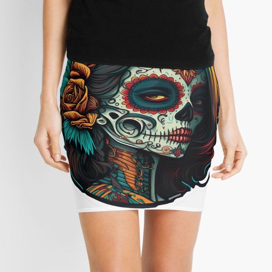 Discover Dia De Los Muertos Mini Skirt