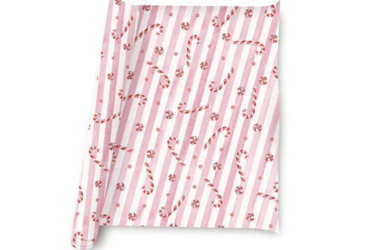 Discover Girls Christmas Wrapping Paper: Pink Candy Cane Gift Wrap, Birthday, Holiday, Christmas