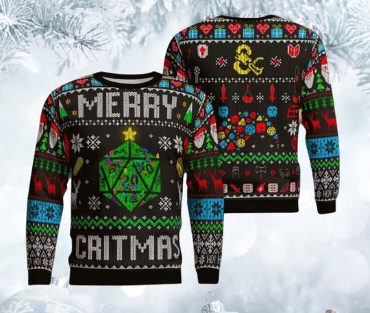 Discover D&D Dragon Merry Critmas Ugly Xmas Sweater