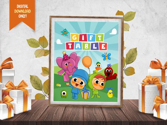 Discover Kid and Friends Gift Table Sign, Cute Animals Gift Poster