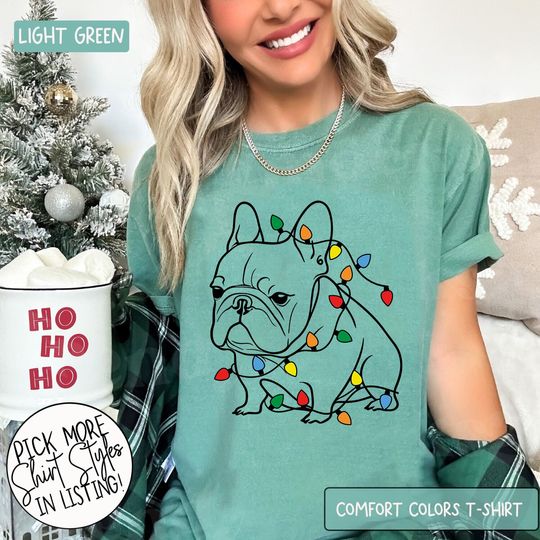 Discover Bulldog Christmas T-shirt, Cute Bulldog Christmas Light