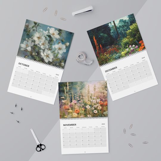 Discover Victorian Flowers 2024 Wall Calendar, 12 Month, Elegant Botanical Art, Wildflower