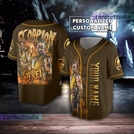 Discover Scorpion Mortal Kombat 1 90s Baseball Jersey, Bootleg Movie Fighting Games Baseball Jersey