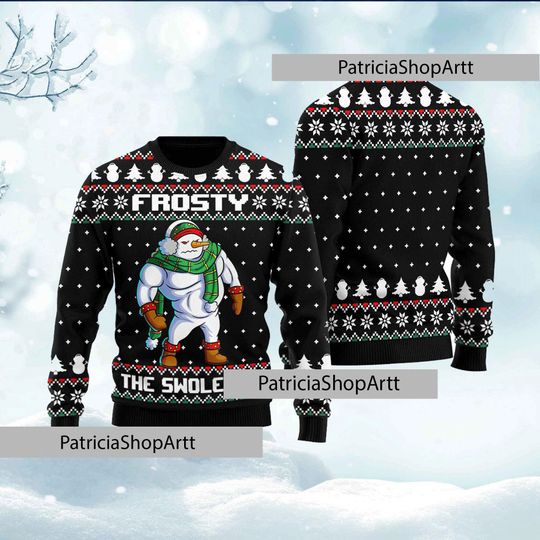 Discover Frosty Swoleman Ugly Christmas Sweater, Funny Snowman Gym Sweater